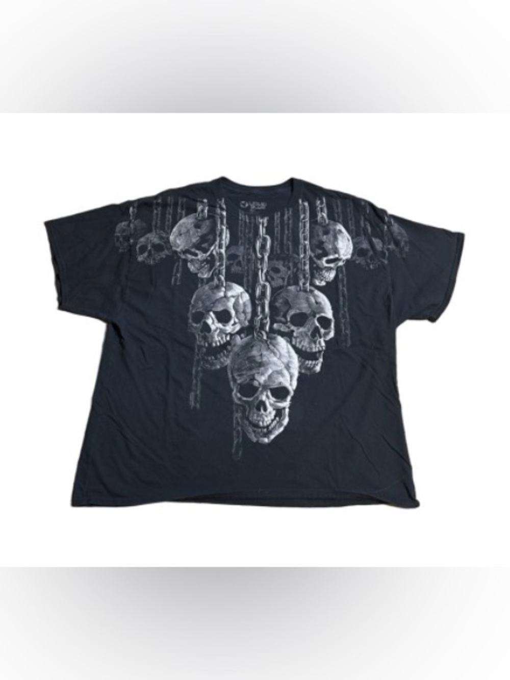 Liquid Blue vintage  Black Tee with Hanging Skull Graphic